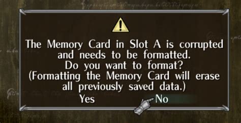 Memory card in slot A is corrupted .